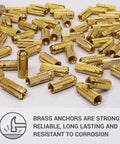 Brass Drop-In Anchors For Masonry, 13/32 Inch By 1-1/4 Inch M10 x 32 mm, shown in a pile, durable brass material