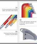 Pro 9 Piece Star Hex Key Wrench Set With Long Grip Arms For Bike Repair And Home Fixes Heavy Duty L-Shaped Allen Socket Tool Kit You Gonna Love This Versatile Handset, colorful steel Torx keys