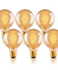 Vintage Edison Style G25 Globe Bulbs 60W Amber Glass Dimmable Round Bulbs 2100K Warm White E26 Base Old School Incandescent Mood Lighting 4 Pack