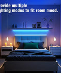 Bedroom with 50 Ft LED Strip Lights Kit For Bedroom With App Control And IR Remote, Color Changing RGB Mood Lighting For Room Decor