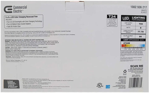 Box packaging of 5/6 Inch Matte White Integrated LED Recessed Trim With Color Temperature Select Dimmable Downlight Easy Install