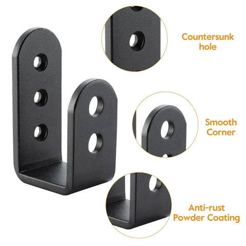 Heavy Duty 2x4 Door Barricade Brackets U Shaped Security Braces For Indoor And Outdoor Doors Black Finish 2 Pack Rugged Carbon Steel