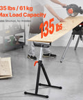 Built Like A Tank Heavy Duty Roller Stands Two Pack Adjustable Shop Supports Carry Up To One Hundred Thirty Five Pounds in use for cutting wood.