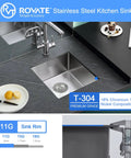 Bar Sink 15 By 15 By 8 Inch Undermount Single Bowl Stainless Steel Kitchen Sink T-304 With Strainer installed in countertop