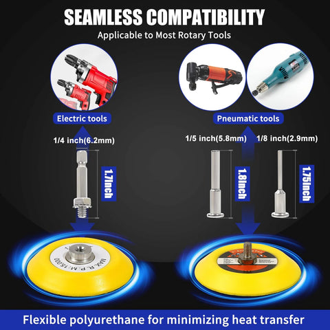 Sanding disc polishing kit, 133-piece, 3-inch hook-and-loop yellow polyurethane discs for rotary tools