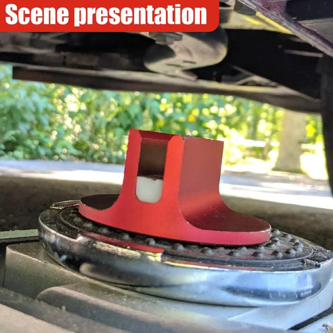 Universal Magnetic Jack Pad 0.37 Inch Slotted Jack Puck Pinch Weld Frame Rail Adapter For Cars SUVs Trucks Aluminum Red