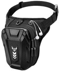 Black thigh bag for women and men, expandable leg bag with leg strap, multifunctional gear storage for motorcycle riding.
