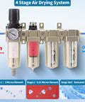 Half Inch NPT Top-Notch Pro Grade Four Stage Air Dryer System With Auto Drain Water Separator, 0-240 PSI, front view