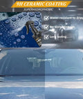 Close-up of Two Pack P40 Car Scratch Quick Repair Nano Spray protecting a car windshield with water beads and clear coating effect.