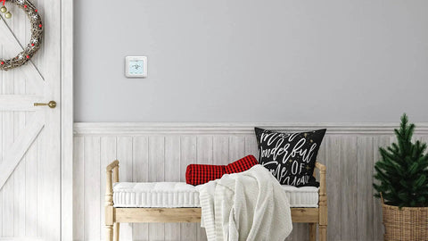 7 Day Programmable Touchscreen Thermostat For Home Heating And Cooling With Easy Scheduling Weekday And Weekend Programs on wall
