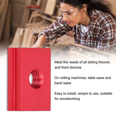 Red Aluminum Sliding Nut T Track Slider 5 Pack With Dual Metric Threads M6 for woodworking jigs on table saw milling machine