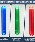 Status indicator lights for Heavy Duty Compact Nugget Ice Maker for Countertop. Shows ice-making, cleaning, and shortage alerts.