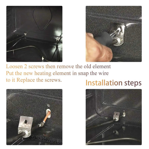 Installation of Heavy Duty Oven Bake Heating Element Compatible With Frigidaire Kenmore 790 Series, removing screws.