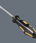 Kraftform Big Pack 900 screwdriver with slotted tip, black and yellow handle, impact cap for high torque transfer and exact fit.
