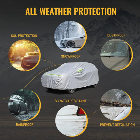 All Weather SUV Car Cover 6 Layer Heavy Duty Waterproof With Inner Cotton Lining 188 To 198 Inch Universal Fit For Outdoor Use
