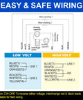 Easy wiring diagram for Rock Solid Two Horsepower Farm Duty Electric Motor 1725 Rpm Ac Pump Motor. Shows low and high voltage connections.