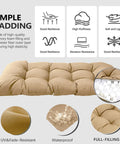 3 Piece Outdoor Wicker Chair Cushions Set For Patio Loveseat And Chaise 47x19x4 Inch Waterproof Cushions With 2 19x19x4 Inch Chair Cushions Khaki For Outdoor Garden Decor, showcasing ample padding and waterproof feature.