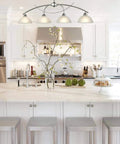 Contemporary Alabaster Frosted Glass Pendant Lighting for Kitchen Island in Brushed Nickel Finish above modern kitchen island