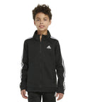 Kids Zip Front Iconic Tricot Jacket With Stripes Down Sleeves Full Zip With Front Welt Pockets Rib Cuffs And Hem Embroidered Logo On Chest Black X Large Everyday Sporty Vibe For Active Boys