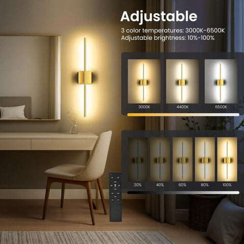 Two Pack Battery Operated Wall Sconces With Remote Control 10000mAh Rechargeable Cordless LED Lamps in bedroom setting