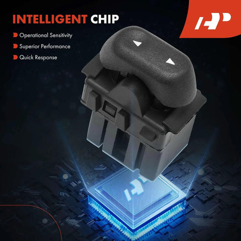 Power Window Switch That Fits Ford F150 Crown Victoria Expedition Mercury Grand Marquis Lincoln Mark LT Front And Rear Passenger Side Replacement 5L1Z14529BA 2L1Z14529AAB shown with intelligent chip