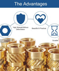 305 Piece Knurled Threaded Insert Nuts Set For Plastic 3D Printing And Injection Molding Brass Heat Set Inserts M2 To M6 shown with durability features