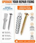 Heavy Duty Stainless Steel Four-Sided Serrated Wall Anchors M6 Set 50 Pieces For Thick Walls Expansion Screws close-up