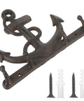 Badass Vintage Vibes 10 Inch Cast Iron Nautical Anchor Hook for Heavy Duty Wall Storage and Totally Rad Farmhouse Decor in dark finish.