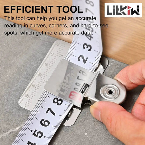 2 Pack Double Scale Measuring Tape Clips In 304 Stainless Steel Corner Measuring Tool in use for positioning