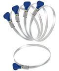 Two And A Half Inch Thumb Screw Key Adjustable No Tools Needed 304 Stainless Steel Hose Clamps With Worm Gear, 5 Pack