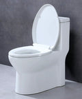 Elongated Toilet Seat With Slow Close Lids Easy To Install And Clean Durable White Plastic Replacement on a toilet