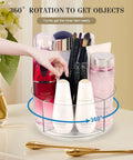 360 Degree Rotating Makeup Organizer For Vanity And Countertop, clear acrylic cosmetic display with five compartments