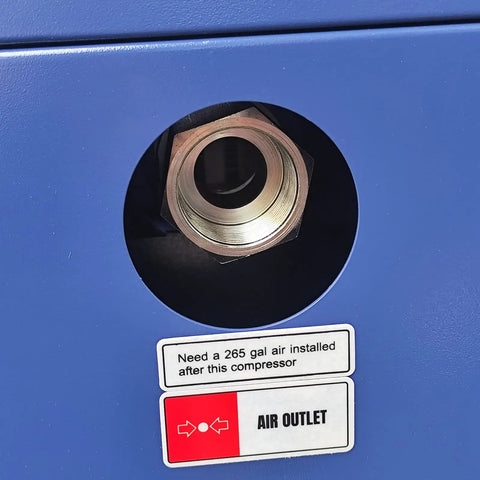 Heavy Duty 50 HP Rotary Screw Air Compressor Pump With Massive 219 CFM Flow Rate And 125 PSI Max Pressure Runs On 460 Volt 3 Phase 60Hz Motor For Industrial Workshop Jobs That Need Serious Power