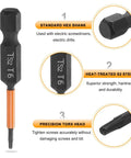 Built Tough T6 Torx Screwdriver Bits With One Quarter Inch Hex Shank And Two Inch Length crafted from heat treated S2 steel, showing precision Torx head.