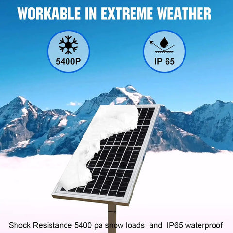 Keep Your Road Ready Setup Running Smooth With This Hella Efficient 10W Monocrystalline Solar Panel Battery Charger For Rvs Trucks And Boats in snowy landscape.