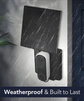 Weatherproof Doorbell Solar Charger with Built-In Battery for Arlo Wyze Eufy Wireless, mounted outdoors in rain, triple-panel array