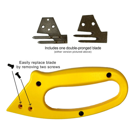Slick Dual Purpose Flute Cutter For 4Mm Coroplast And Corrugated Plastic Panels with double-pronged blade and easy blade replacement.