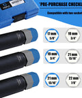 Thick Wall 10 Spline Lug Nut Key Set, 3 Piece Lug Nut Socket Tool shown with case and size compatibility chart.