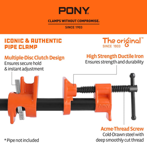 Two Pack Fifty Two Inch Wood Gluing Pipe Clamp Fixture For One Half Inch Black Pipe For Woodworking Projects, side view
