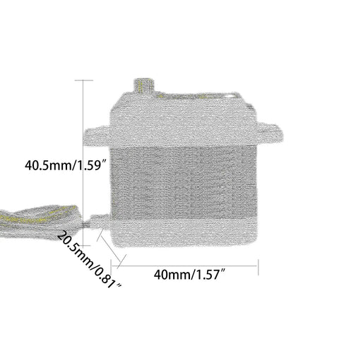 Side view of 20Kg High Torque Digital Servo Motor With Five Metal Gears PBT Engineering Plastics And Aluminum Alloy Case dimensions