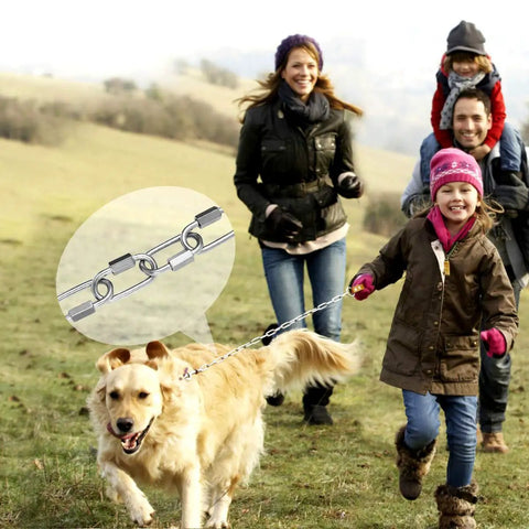 Family uses Heavy Duty 5/32 Inch 304 Stainless Steel Quick Link Set for large dog chain outdoors