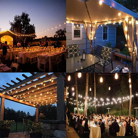 25 Ft Outdoor Edison Bulb String Lights With ST35 Style Bulbs Plus Two Extra Bulbs UL Listed illuminating backyard parties
