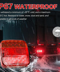 Close-up of magnetic wireless LED trailer tail light with red lens, IP67 waterproof
