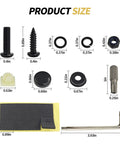 Upgrade Your Ride With Rock Solid Anti Theft License Plate Screws That Keep Your Tag Locked Down Thanks To A Tamper Proof Design Made From Beefy Stainless Steel Bolts With A Slick Black Finish To Fight Rust For Cars Motorcycles Trailers And Trucks, showing product sizes and components.
