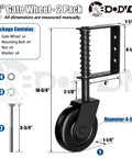 Heavy Duty Gate Caster Wheel With Bearing And Spring Loaded Shock Absorbing Mechanism, 360 Degree Rotation, 220 Lbs Capacity, diagram view
