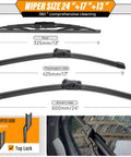 Top Shelf Rear Windshield Wiper Blade Compatible With Gmc Terrain And Chevy Equinox 2010 To 2017 Slick Rubber Construction showing wiper sizes 24", 17", 13".