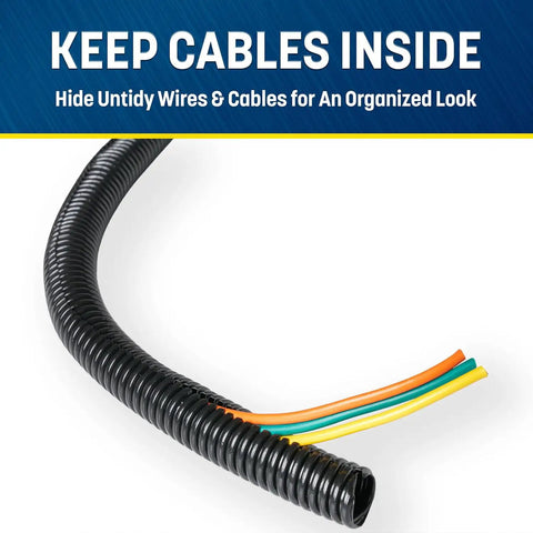 Half Inch By Twenty Five Foot Split Wire Loom Tubing For Industrial And Automotive Wires, cable sleeve protector in use
