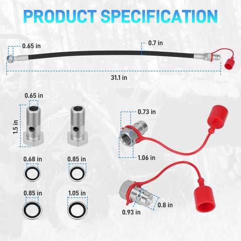 Hydraulic Top Link Class 1, Adjustable 18-1/8 To 26-3/8 Inches For Cat 1 Tractors parts specifications including hoses and fittings.