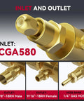 ARCCAPTAIN argon/CO2 welding regulator with 8.2ft inert hose and CGA580 inlet connection, brass fittings