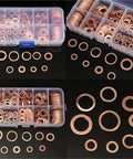 Killer Flat Copper Washers And Gasket Kit With Heavy Duty Bolts And Nuts Size M8 To M14 Fits Car Sump Plug Oil Drain Easily And Securely Heat Proof Construction Ensures Reliability For Mechanic Guys Doing Home Garage Projects At Low Cost., copper washer assortment in organizer boxes, M8 to M14